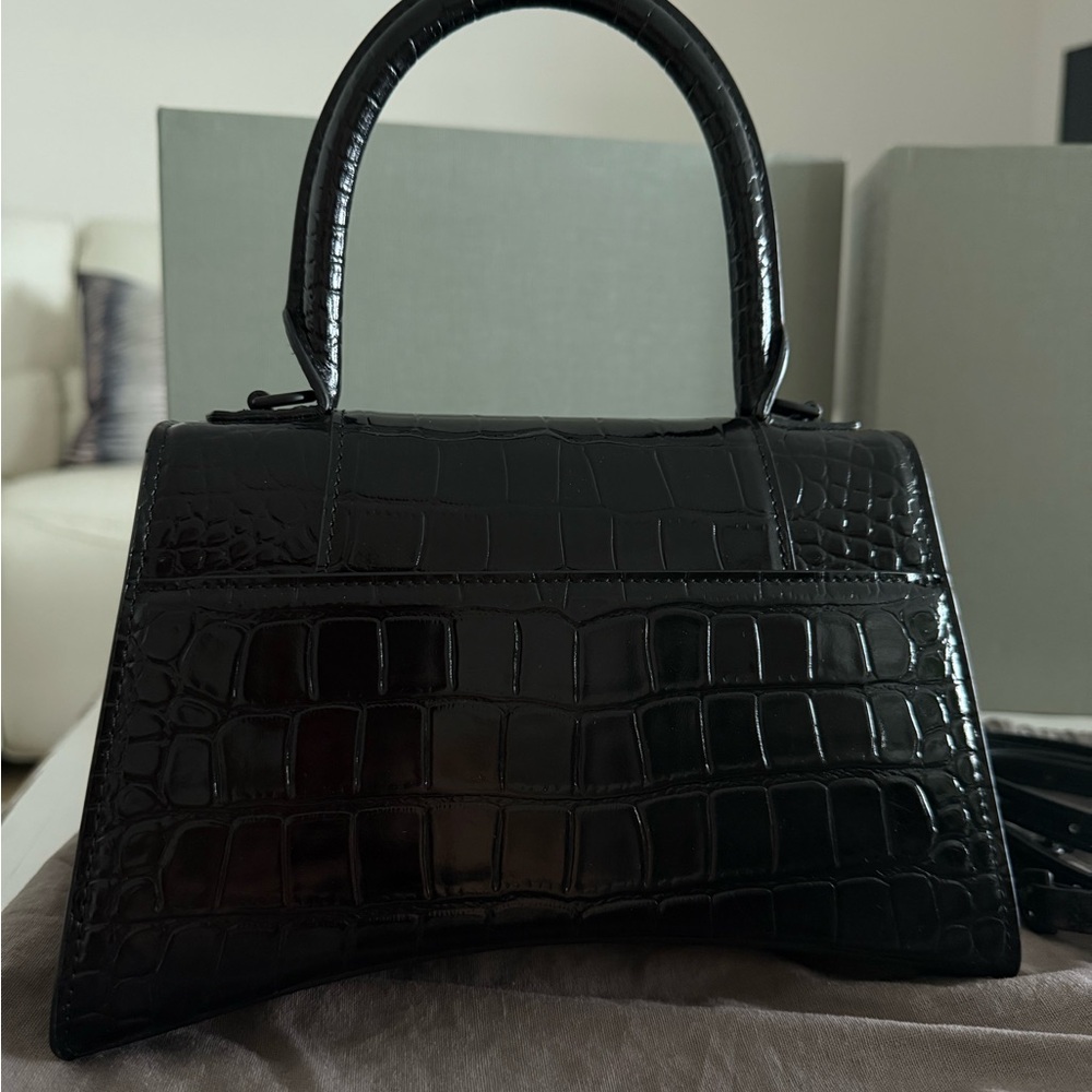 Balenciaga Black Croc-Embossed Handbag - Picture 4 of 8